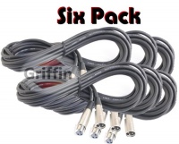 6 Pack Microphone Cables Mic Cable Cord Lo-Z 20 ft XLR Pro-Audio Patch Lot Griffin