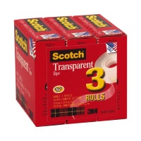 Scotch Transparent Tape, 0.75 x 1000 Inches, 3-Pack (600K3)