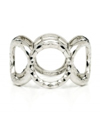 A simple look that provides maximum style. Nine West's stretch bracelet slips easily over the wrist and adds shapely style with its O-shaped design and faceted edges. Crafted in silver tone mixed metal. Approximate diameter: 2-1/4 inches.