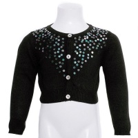 Bonnie Jean Girls 8/10 Black Sequin 4 Button Christmas Bolero Shrug