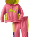 Puma - Kids Baby-Girls Infant Colorblock Hooded Tricot, Shocking Pink, 18 Months