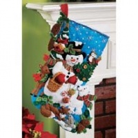 Bucilla 18-Inch Christmas Stocking Felt Applique Kit, Woodland Snowman