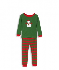 Leveret Snowman 2 Piece Pajama 100% Cotton (Size 6M-5T)