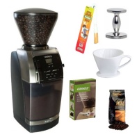 Baratza 885 Vario Ceramic Burr Coffee Grinder + Coffee Grinder Dusting Brush + Espresso Tamper + Porcelain Coffee Filter Cone Size 4 + 3-pack 35G Grindz Coffee Grinder Cleaner + Accessory Kit