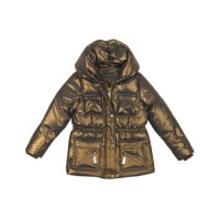 Rothschild Girls Luxury Matellic Hooded Safari Style Down Jacket - Bronze (Small)