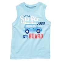 Carter's Boys 2T-4T Little Surfer Dude Muscle Tank (2T, Light Blue)