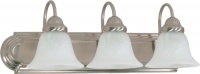 Nuvo 60/321 Ballerina 3-Light 24-Inch Vanity Light with Alabaster Glass Shades, Brushed Nickel