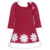 Bonnie Jean Girls Red Snowflake Velour Christmas Dress - 2 Toddler