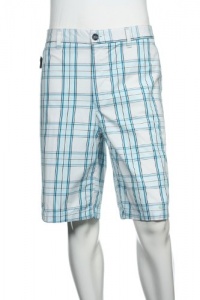 Shark Greg Norman for Tasso Elba Men's White Plaid Flat Front Walking Shorts