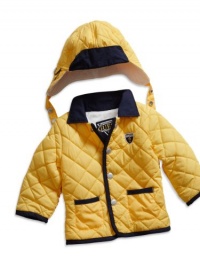 GUESS Newborn Quilted Jacket with Hat (0-9M), GOLD (6/9M)