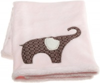 Carter's Pink Elephant Boa Blanket, Pink/Choc, 30 X 40