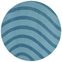 St. Croix Handmade Wool Waves Rug 6x6 foot Round, BLUE