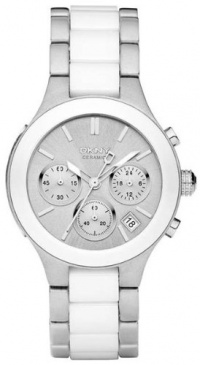 DKNY White Dial Chronograph Steel and Ceramic Ladies Watch NY8257