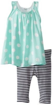 Splendid Littles Baby-Girls Infant Pool Party Ruched Neck Tunic Set, Mint, 12-18 Months