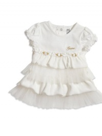 GUESS Kids Girls newborn short-sleeve tiered dress and pantie set (0-9m), OFF WHITE (6/9M)