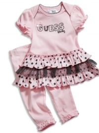 GUESS Newborn Girl Tiered Dress & Leggings Set (0-9M), PINK (3/6M)