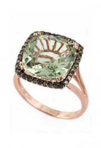 Effy Jewlery 14K Rose Gold Green Amethyst and Diamond Ring, 6.65 TCW Ring size 7