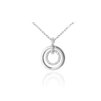 Black Friday - Cyber Monday - Swarovski Austrian Crystal Elements Eternal Pave Circle Pendant Necklace - 18 Inch Chain 18k True Platinum Electroplate - White Diamond