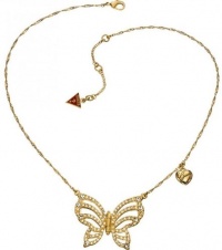 GUESS Fly Girl Gold-Tone Crystal Butterfly Necklace UBN41310