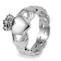 Stainless Steel Claddagh Ring with Celtic Knot Eternity Design (6.0mm) - Sizes 5-13