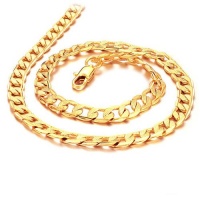 Cool Yellow 18k Gold Plated Chain Men's Necklace Kx441x