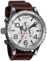 Nixon 51-30 Chrono Leather - Men's ( Silver/Brown )