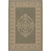 Couristan 1078/1812 Recife Antique Medallion/Green-Natural 7-Feet 6-Inch Square Rug