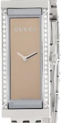 Gucci Women's YA127508 G-Frame Rectangle Steel Bracelet Diamond Case Watch