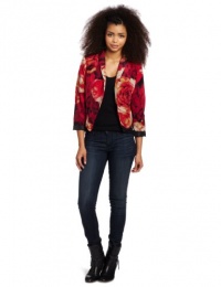 XOXO Juniors Printed Cropped Cuffed Jacket, Red, Large