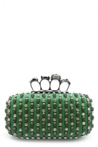 Designer Handbags - FINGER GRIP SKULL CLUTCH - By Fashion Destination | (Green) Free Shipping