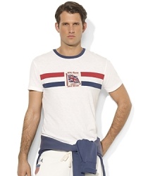 In celebration of the 2012 Olympic Games, a short-sleeved T-shirt in lightweight cotton jersey is embellished with bold stripes and country embroidery.