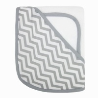 American Baby Company 100% Organic Cotton Terry Hooded Towel Set, White with Gray ZigZag