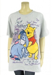 Disney Winnie the Pooh & Eeyore T-shirt Top Just Sweet Grey Plus Size