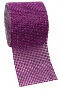 Purple Diamond Rhinestone Mesh Ribbon, Wedding Ribbon, Diaper Cake Ribbon, 4.75 x 10 Yards, 24 Row, 1 Roll