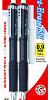 Pentel Twist-Erase III Automatic Pencil with 2 Eraser Refills, 0.9mm, Assorted Barrels, 2 Pack (QE519BP2-K6)