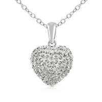 925 Sterling Silver Cubic Zirconia Cz Crytals Round Heart Pendant Large 15mm Heart Shape Chain Not Included