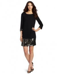 ERIN Erin Fetherston Women's Embellished Border Shift Dress, Black/Black, 8