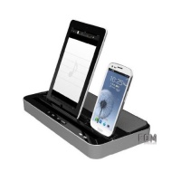 Multi-Function Docking Station Charger Speaker for iPhone 5/4/4S,iPad 2/3/4/iPad mini,Samsung device-Silver