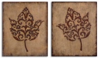 Uttermost Decorative Leaves Wood Wall Art - Set of 2