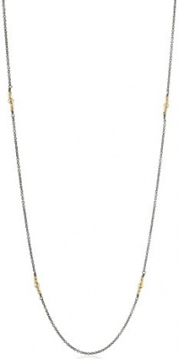 Mizuki Oxidized Silver Chain Necklace with 14k Gold Beads, 26