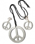 Peace Sign Earrings and Necklace Set