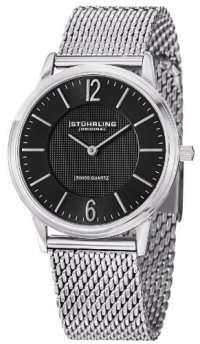 Stuhrling Original Men's 122.33111 Classic Ascot Somerset Elite Swiss Quartz Ultra Slim Black Dial Mesh Bracelet Watch