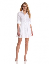 Pink Tartan Women's Contrast Double Tier Shirt Dress