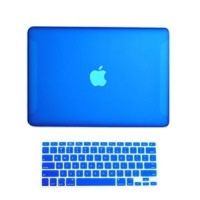 TopCase 2-in-1 Rubberized Hard Case and Keyboard Cover for Macbook White 13-Inch - A1342/Latest - with TopCase Mouse Pad - Royal Blue