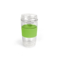 Kikkerland Double Walled Glass Tumbler with Lid, Grey