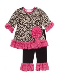 Rare Editions Girls Leopard Ruffled Dress Set 3T (F771873)