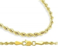 Mens Womens 14k Yellow Gold Chain Hollow Rope Necklace 2mm