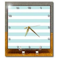 InspirationzStore Stripe Patterns - Mint and White Striped pattern - retro nautical - pastel turquoise teal aqua sea blue green stripes - Desk Clocks - 6x6 Desk Clock