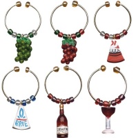 Boston Warehouse Wine and Cheese Wine Charms, Set of 6