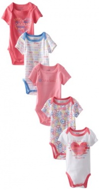 Calvin Klein Baby-Girls Newborn 5 Pack Bodysuit, Hot Pink/Pink Shades, 6/9 Months